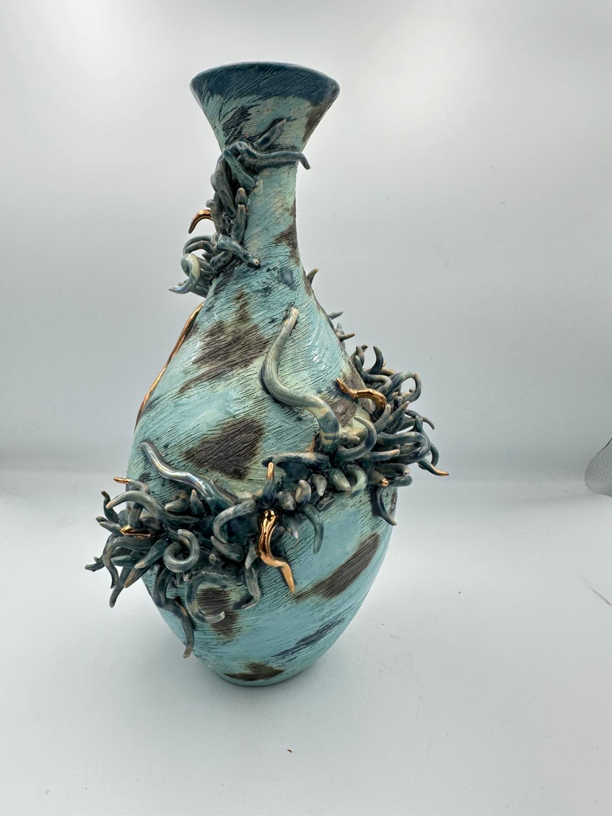 Blue Wormy Vase